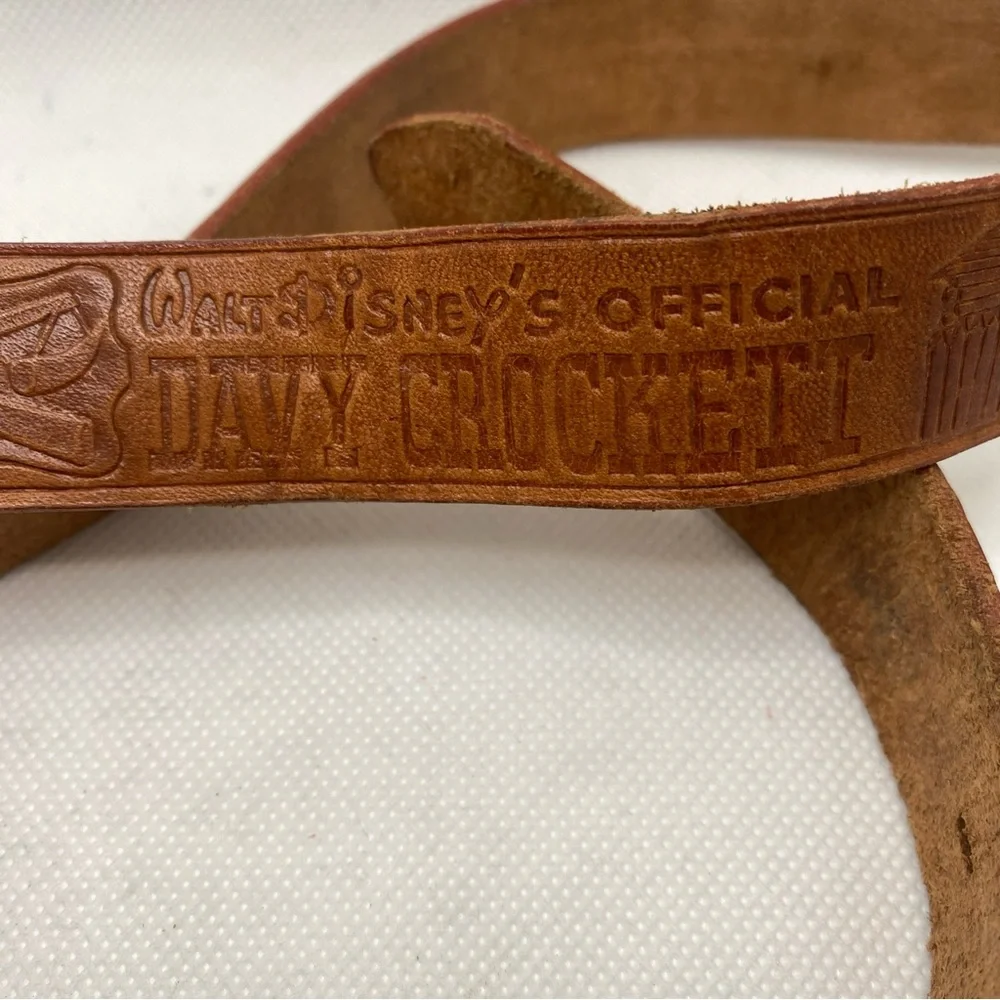 Vintage Leather Disney Davy Crockett  Belt & Buckle